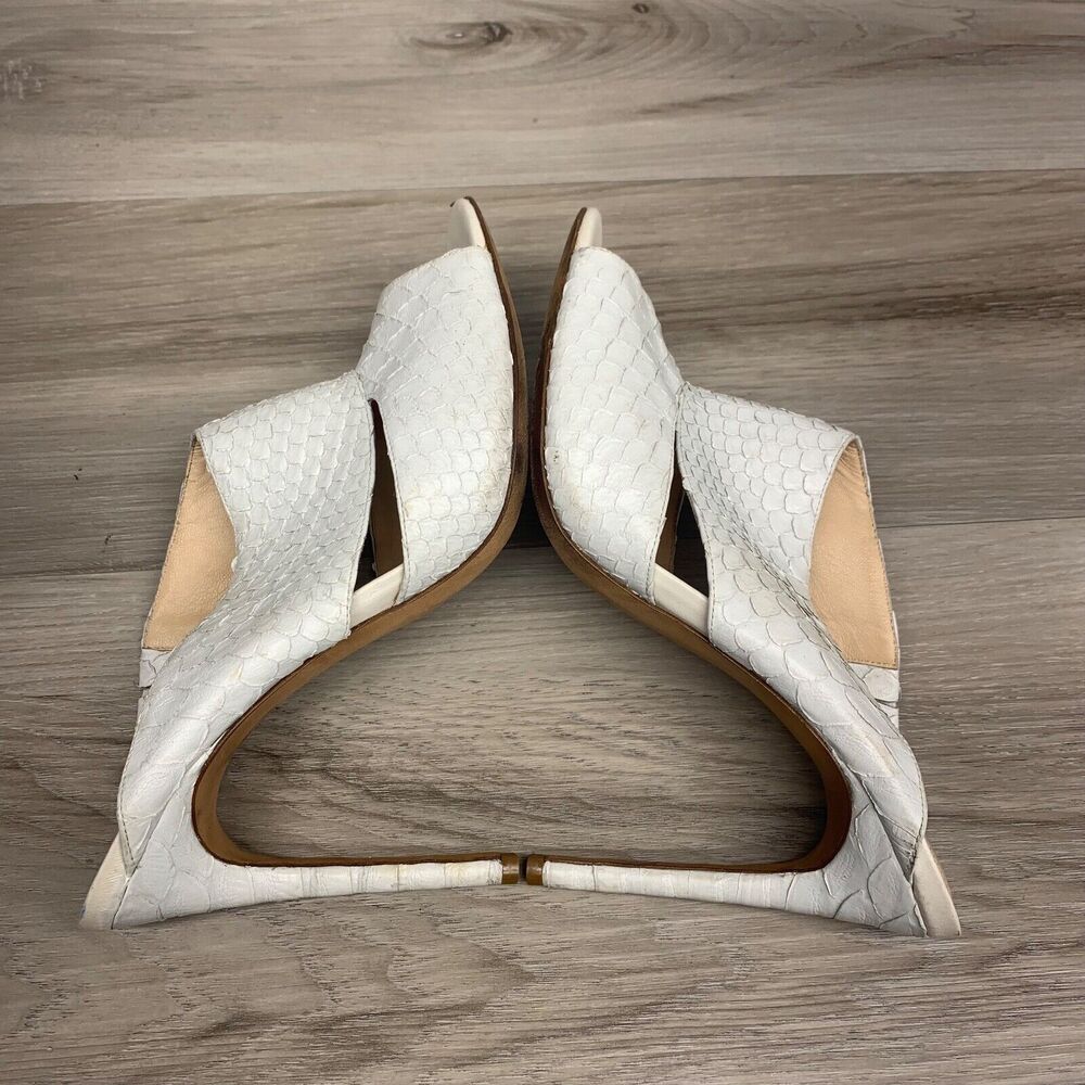 Alexandre Birman White Python Leather Slide Slip … - image 2